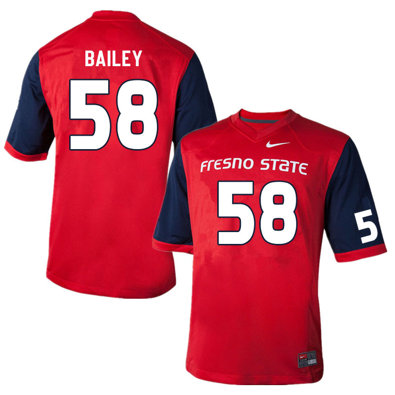 Men #58 Miles Bailey Fresno State Bulldogs College Football Jerseys Sale-Red